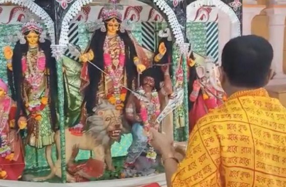 Durga Puja Maha-Saptami Puja observed in Durga Bari : No Anjali this year too due to Covid Durga Puja Maha-Saptami Puja observed in Durga Bari : No Anjali this year too due to Covid